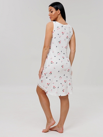 Женская сорочка Сор-110(Каш) / Белый (розовые цветы)