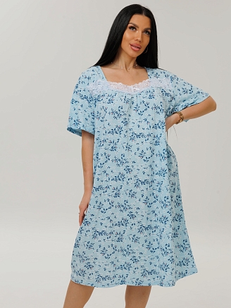 Женская сорочка Сор-38(К) / Голубой (белые цветы)