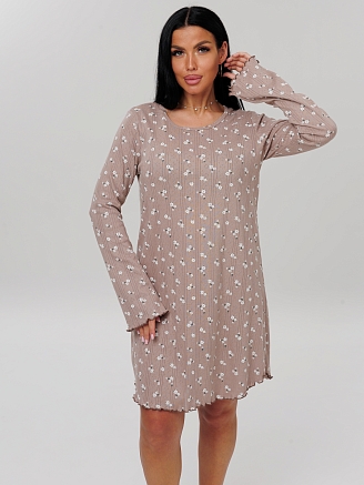 Женская сорочка Сор-109(Риб) / Какао (цветы)