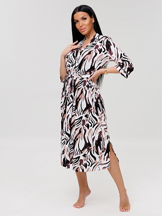 Женский халат Х-146(К) / Коричневый (узоры)