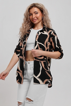 Женская рубашка 53030 / черно-бежевый