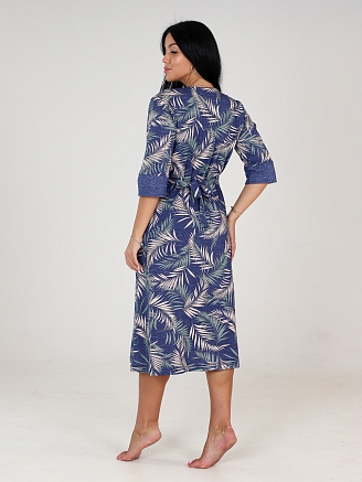Женский халат Дамский ХК-245 / Папоротник на синем