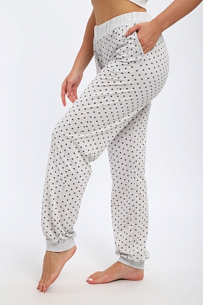Брюки женские из кулирки на манжете / Звезды на сером