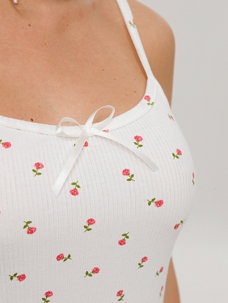 Женская сорочка Сор-114(Л) / Молочный (цветочки)