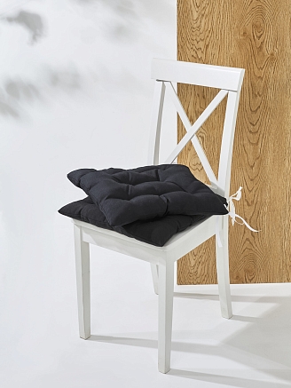 Комплект кухонных подушек на стул 2 шт. (габардин) / Черный