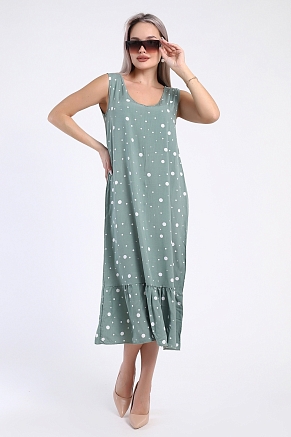 Женский сарафан 725 / Оливковый в горох