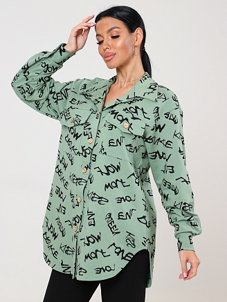 Женский жакет ЖФ-51 / Оливка, черные надписи