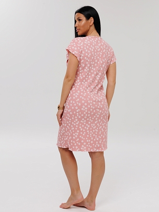 Женская сорочка Сор-107(Каш) / Розовый (ромашки)