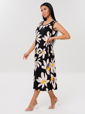 Женский сарафан С-93(К) / Черный (крупные цветы)