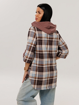 Женская туника Т-189(К) / Коричневый (клетка)