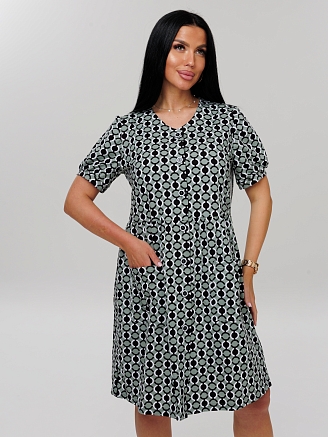 Женский халат Х-153(К) / Серо-зеленый (узоры)