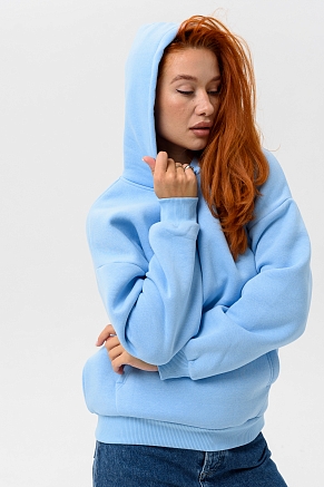 Женская толстовка 14428 оверсайз / голубой