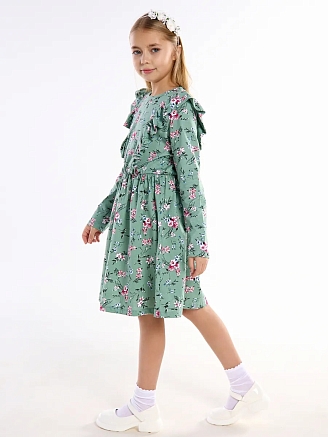 Детское платье "Красотка" / Веточки на зеленом
