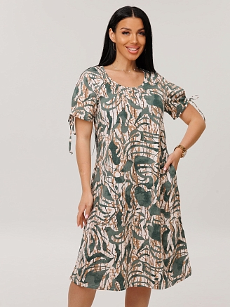 Женское платье Пл-109(К) / Зеленый (узоры)