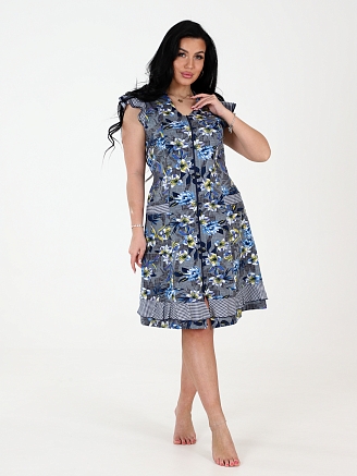 Женский халат НИНА ХК-826 / Ирисы на сеточке