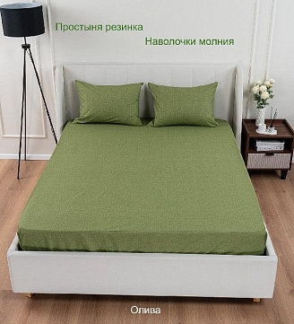 Постельное белье поплин Иваново (без пододеяльника) / Олива