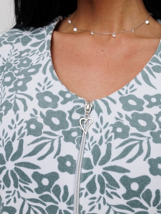 Женский халат Х-80(М) / Серо-зеленый (цветы)