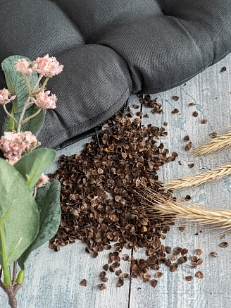 Подушка на стул с гречневой лузгой / Графит