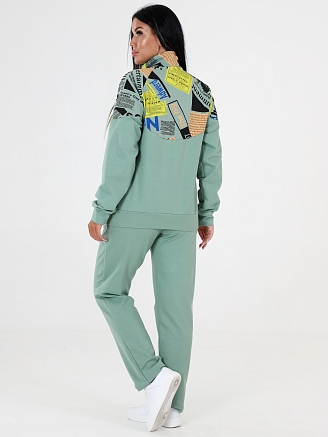 Женский костюм футер КФ-215 / Оливка с желтым