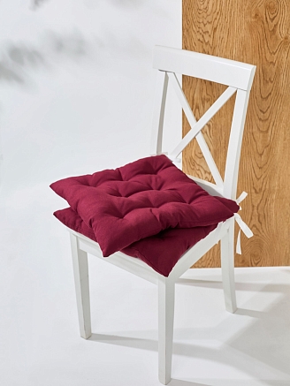 Комплект кухонных подушек на стул 2 шт. (габардин) / Бордовый