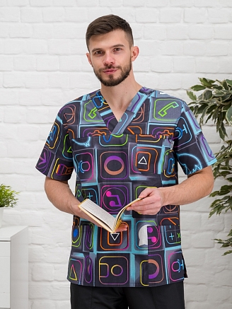 Рубашка медицинская мужская М-286-12357 Поплин