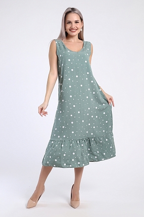 Женский сарафан 725 / Оливковый в горох