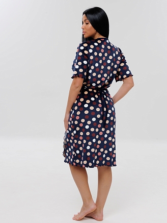 Женский халат Х-185(В) / Темно-синий (горох)