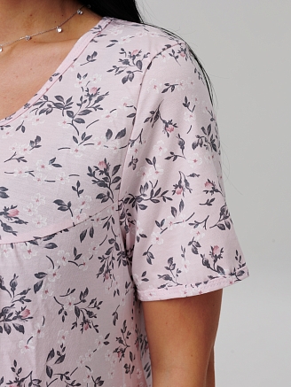 Женская сорочка Сор-90(К) / Пудровый (цветы)