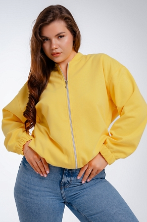Женский бомбер из коттон фита / Жёлтый