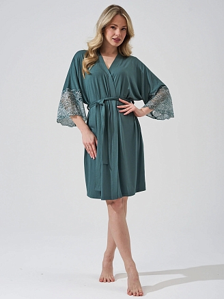 Женский  халат "Флирт (кружево) 2451-Ви / Зеленый
