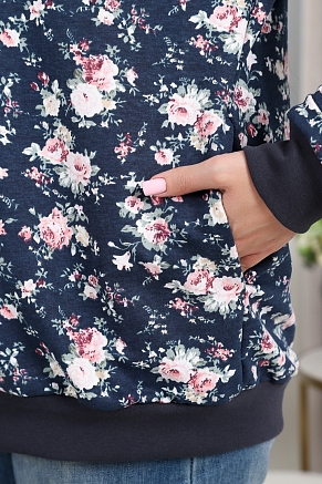 Женская толстовка Бомбер 750 / синий/роза