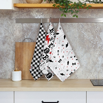 Набор кухонных вафельных полотенец "Самойловский Текстиль"  / Кот-герой