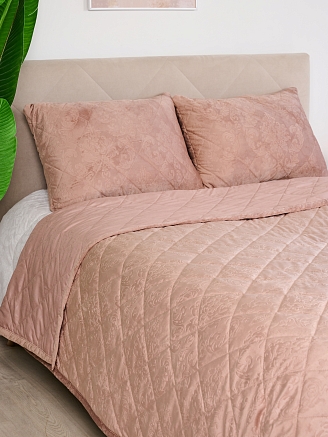Набор покрывало и чехлы на подушку Кристалл / Пудра