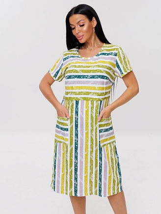 Женское платье Пл-73(К) / Желтый (полосы)